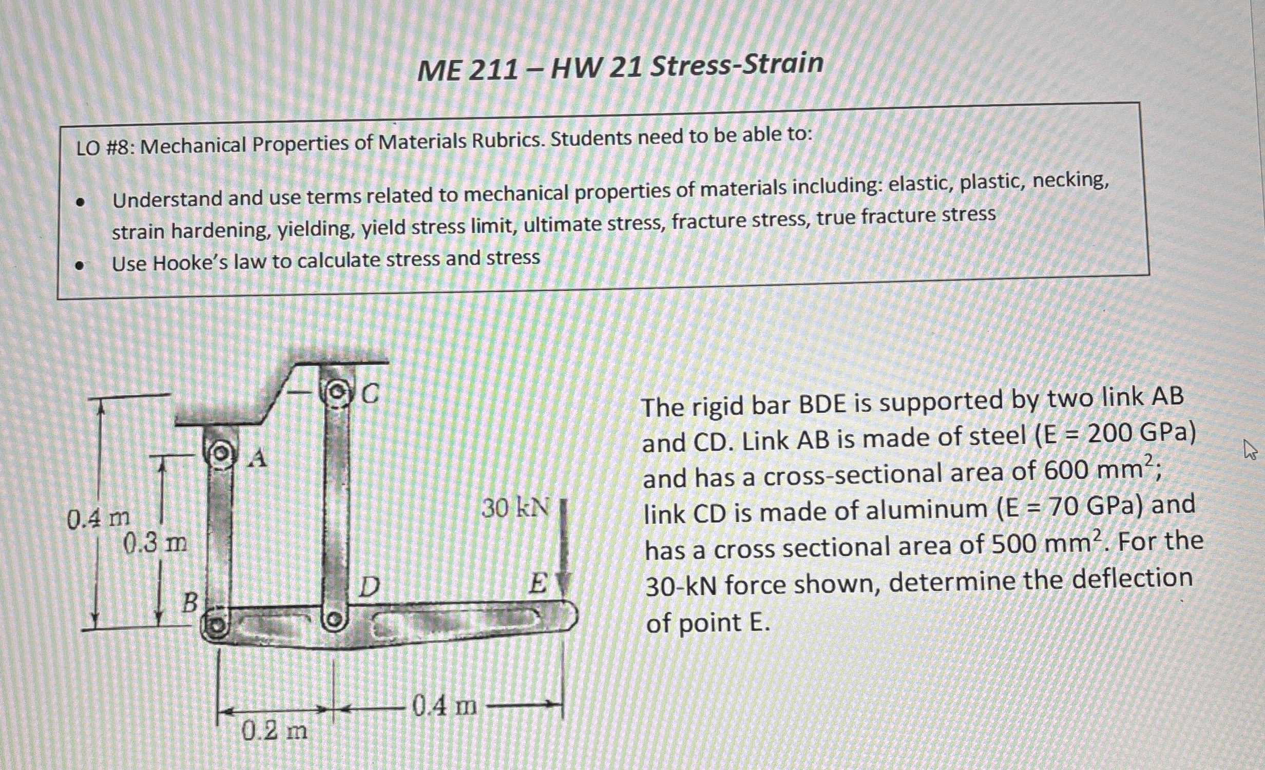ME 2 1 1 - HW 2 1 Stress - Strain LO # 8 :
