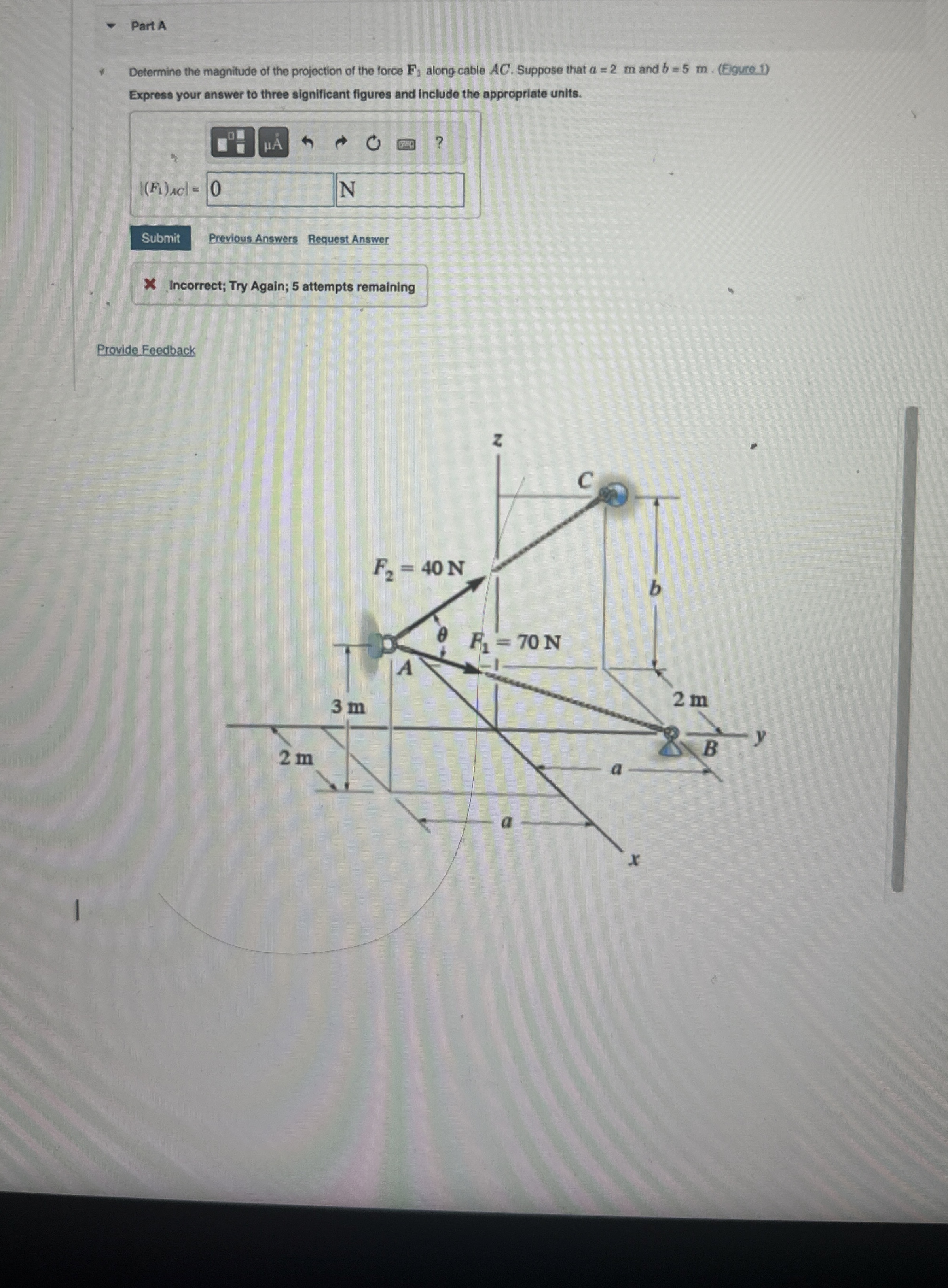 Part A Determine the magnitude of the projection