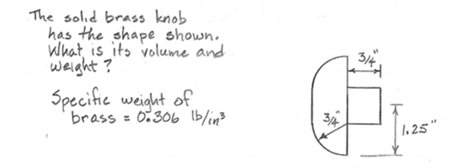 The solid brass knob has the shape shown. What is