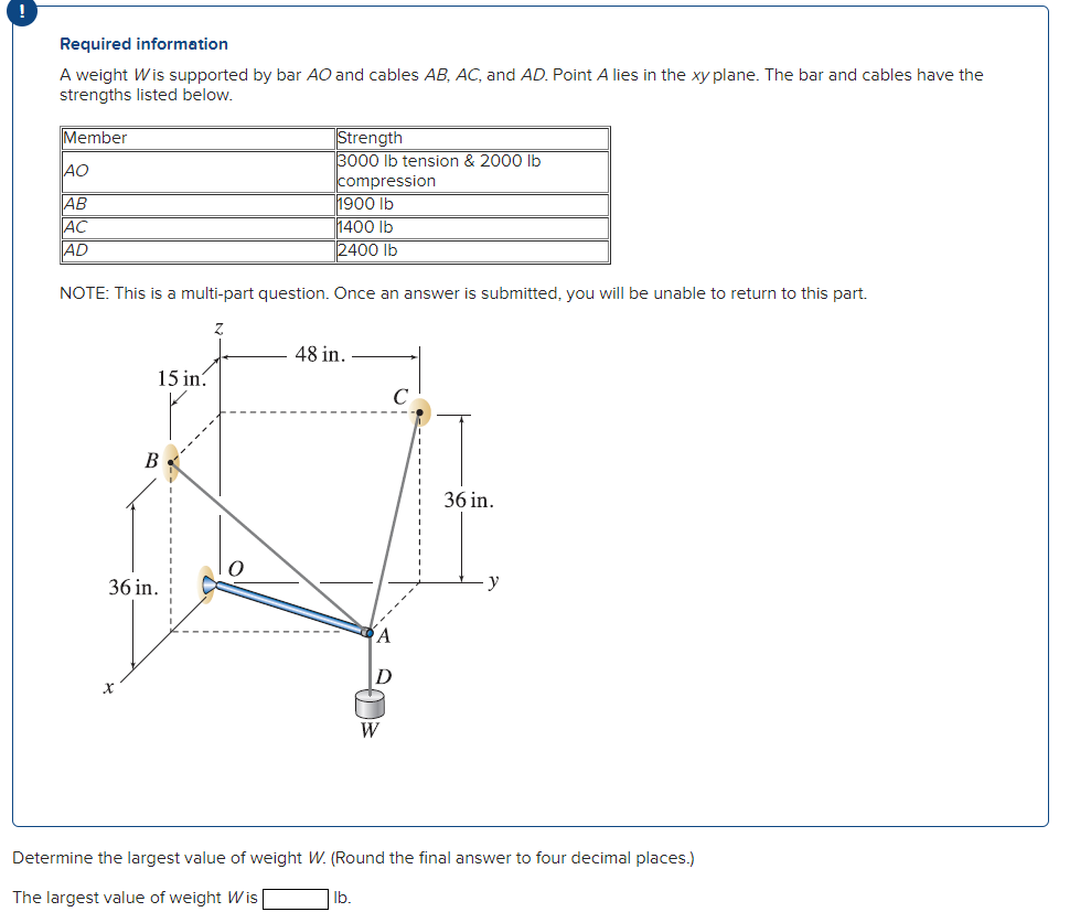 Required information A weight W is supported by