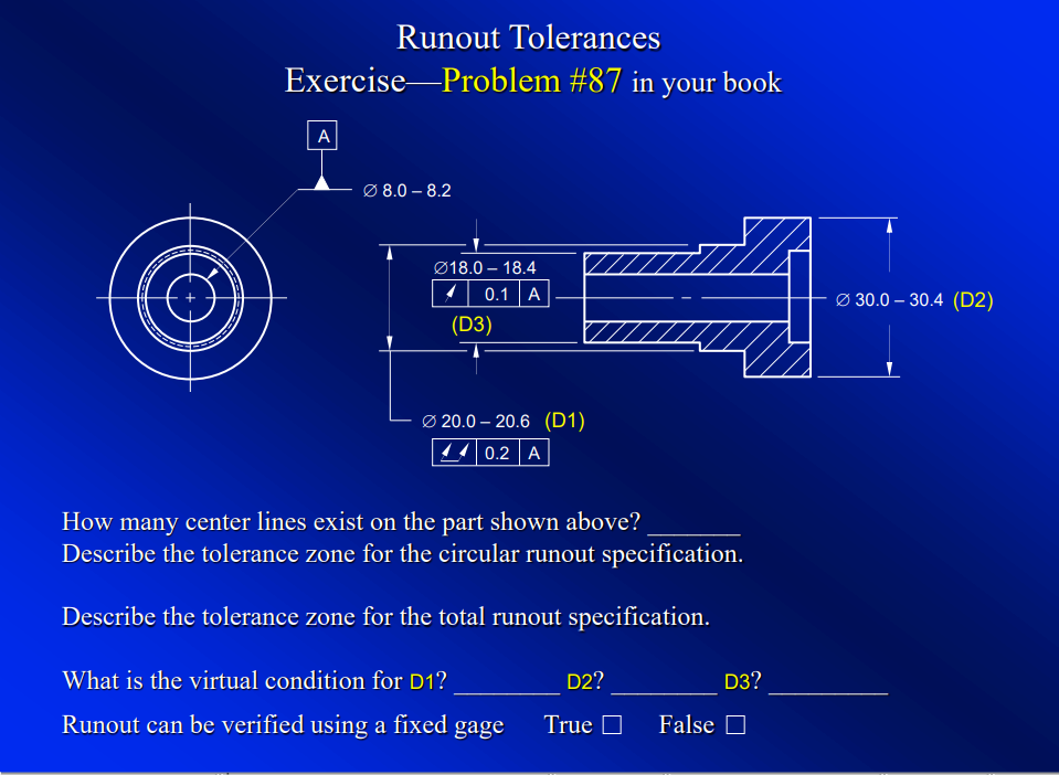 Runout Tolerances Exercise - Problem \ # 8 7 in