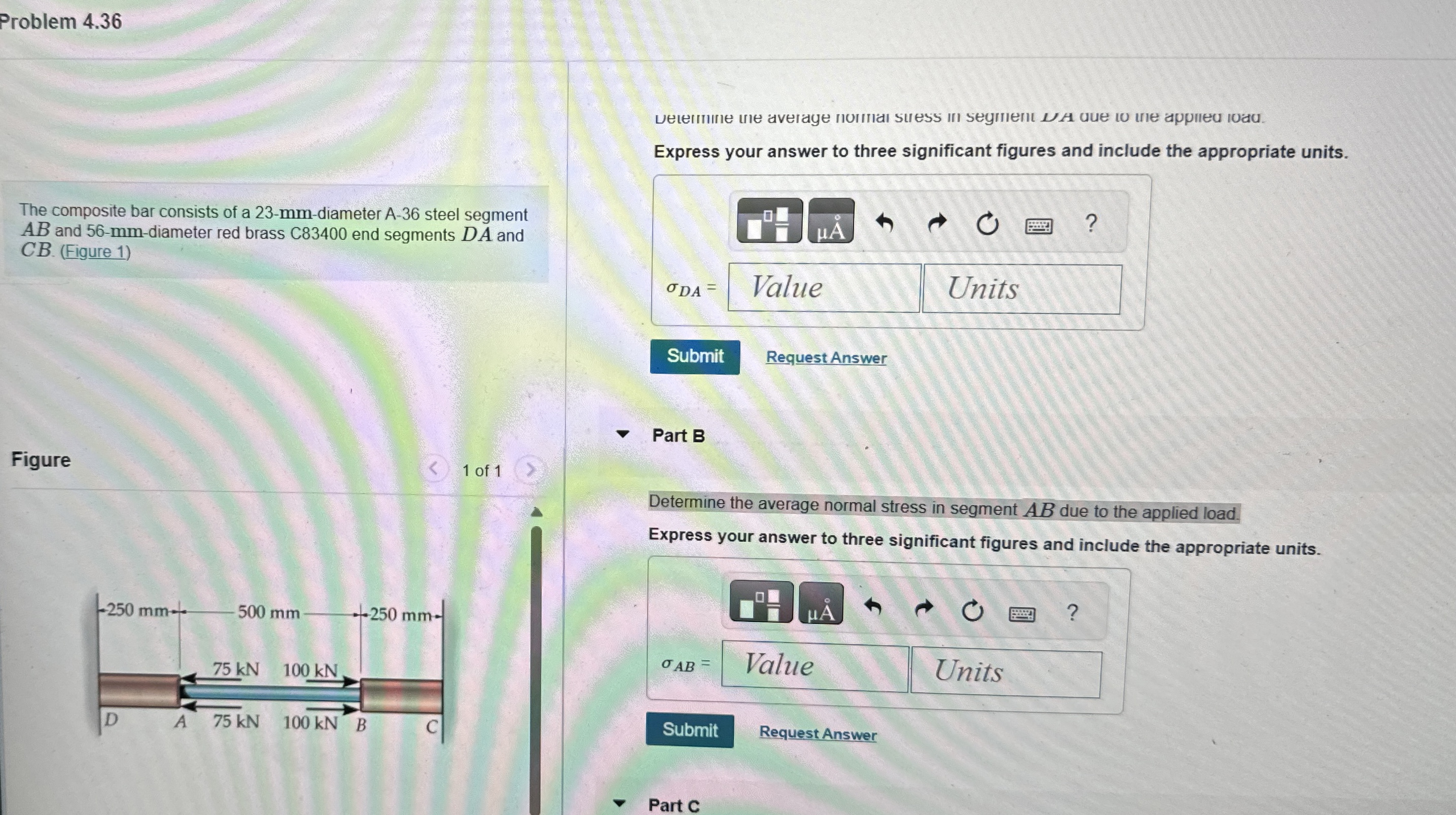 The composite bar consists of a 2 3 - mm -