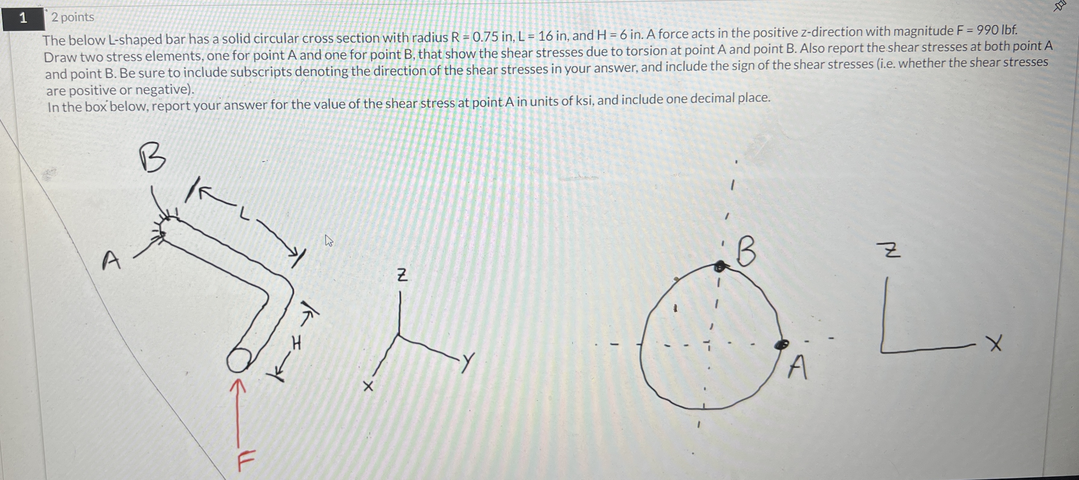 How to solve 1 2 points The below L - shaped bar
