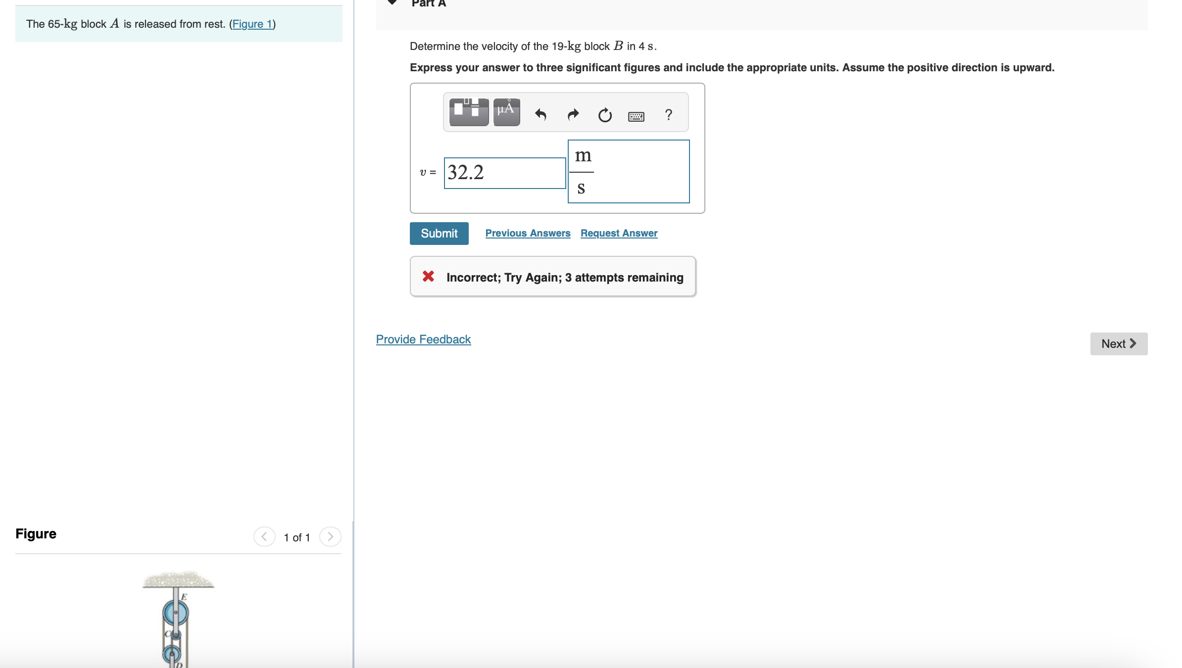 The \ ( 6 5 - \ mathrm { kg } \ ) block \ ( A \ )