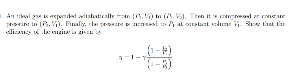 An ideal gas is expanded adiabatically from ( P 1