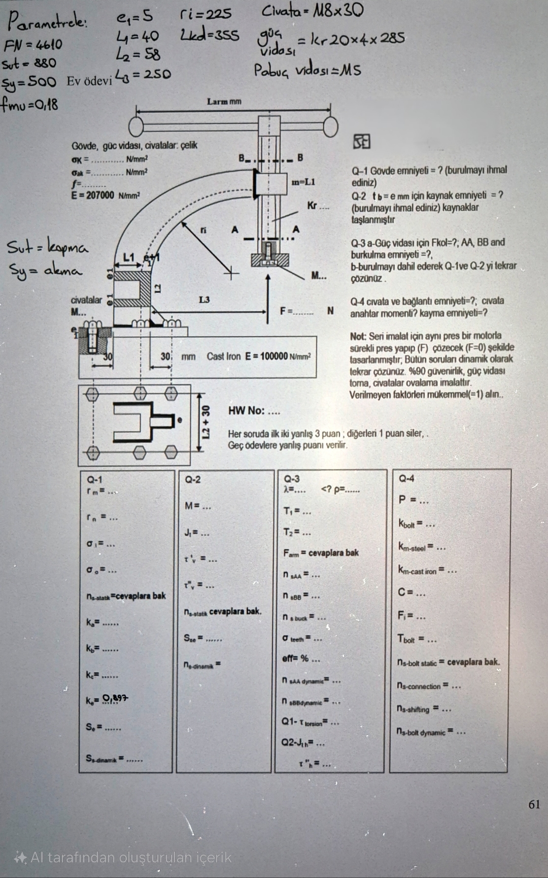 Paramcrce:Sute 8 8 0 Sy = Soo Ev devi = 2 5 0 fmy