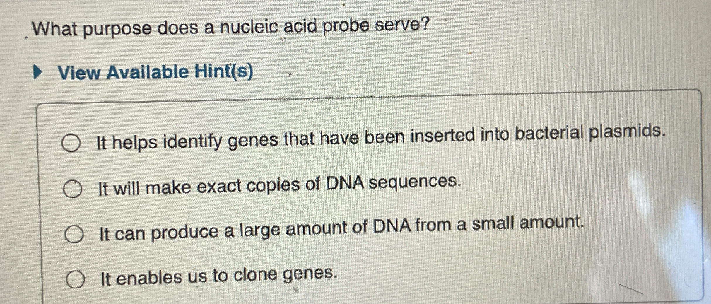 What purpose does a nucleic acid probe serve?