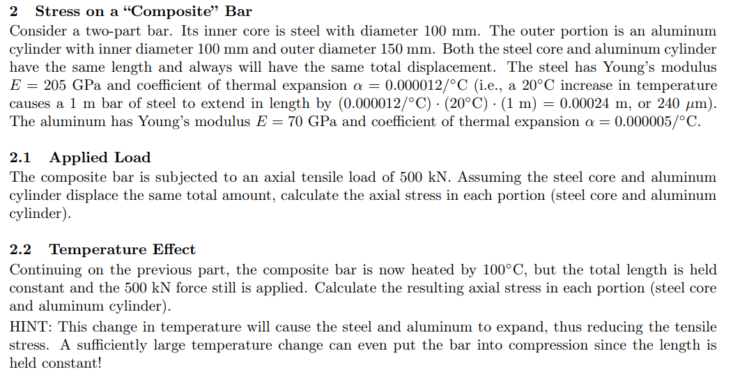 Consider a two - part bar. Its inner core is