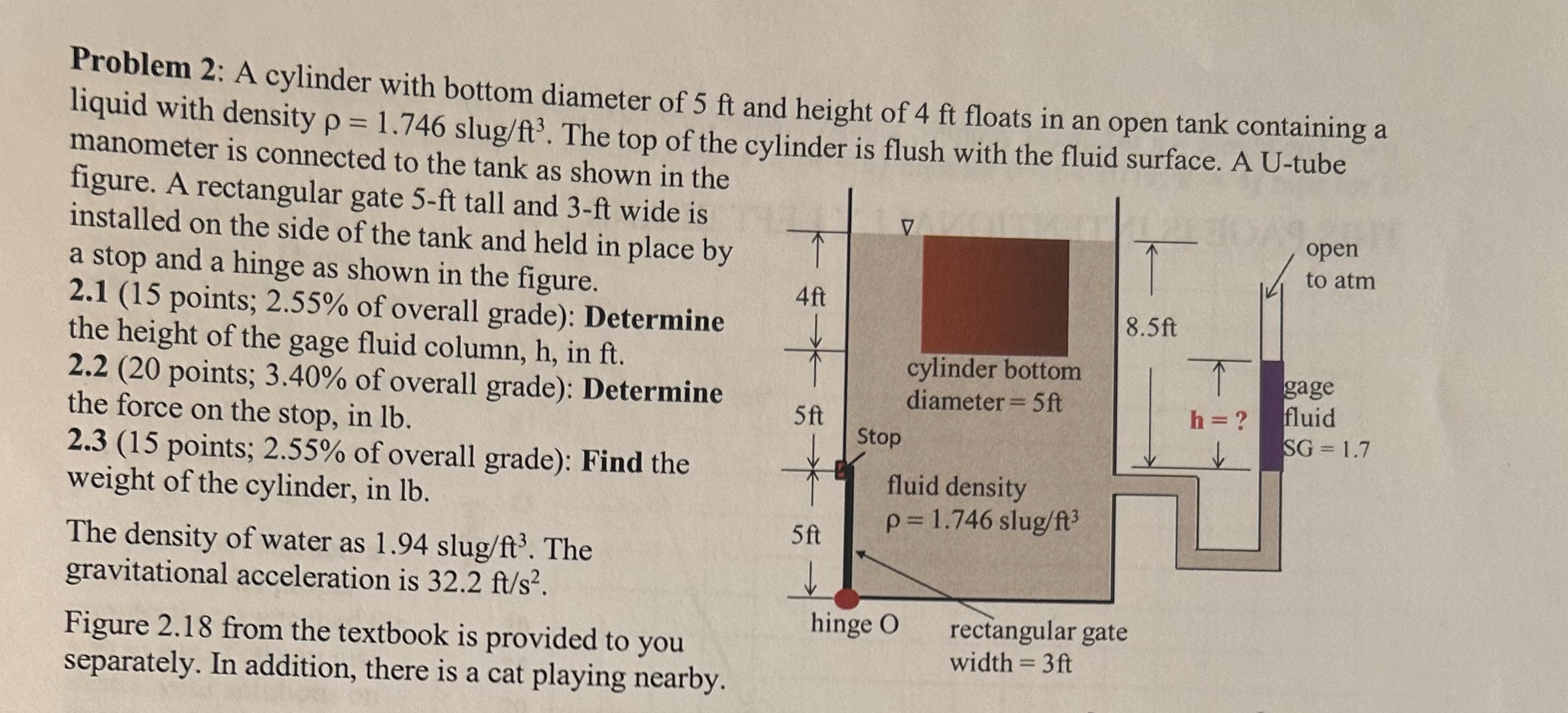 Problem 2 : A cylinder with bottom diameter of 5