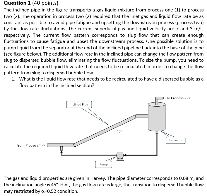 The gas and liquid properties are given in