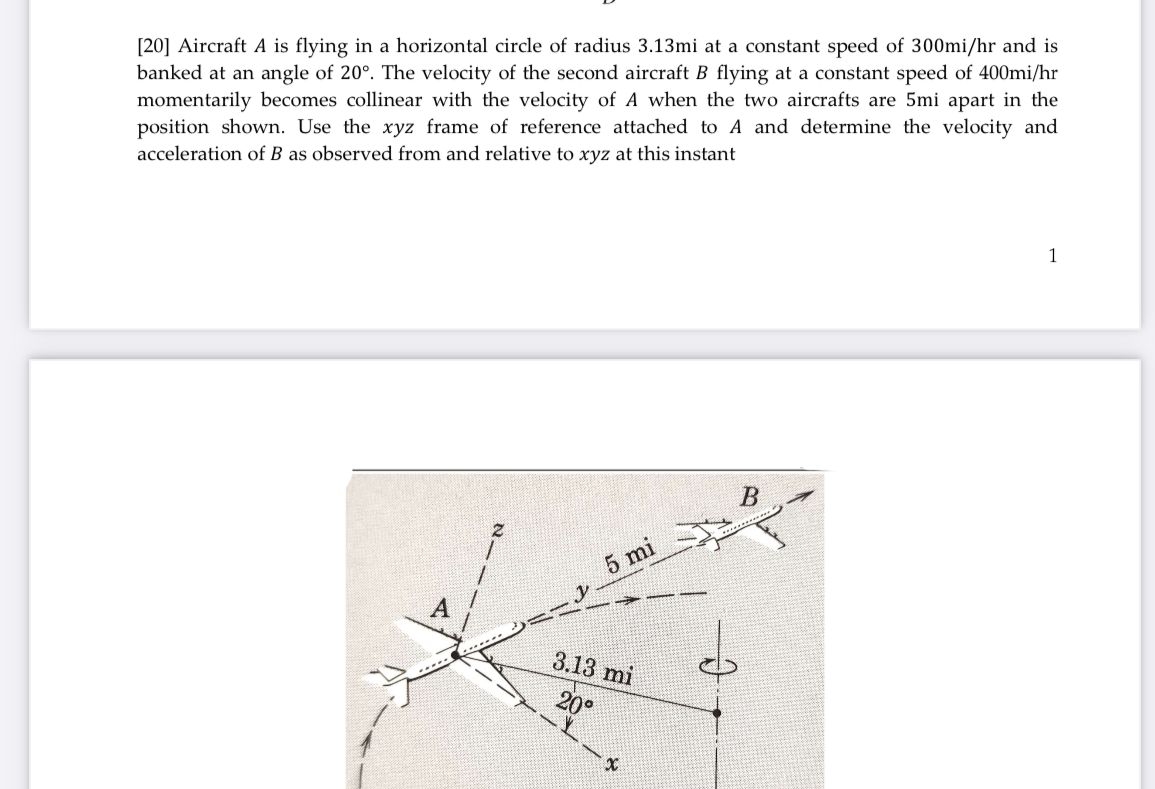 [ 2 0 ] Aircraft A is flying in a horizontal