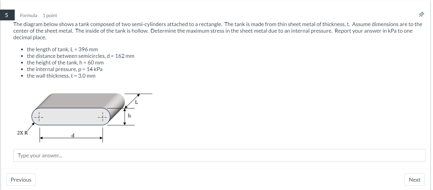 5 Formula 1 point The diagram below shows a tank
