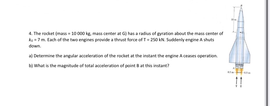 The rocket ( mass = 1 0 0 0 0 k g , mass center