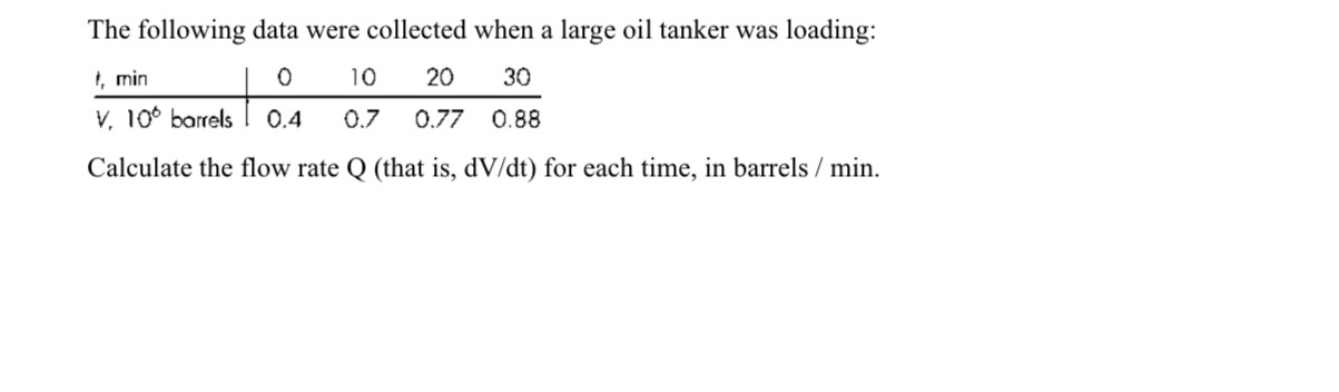 The following data were collected when a large