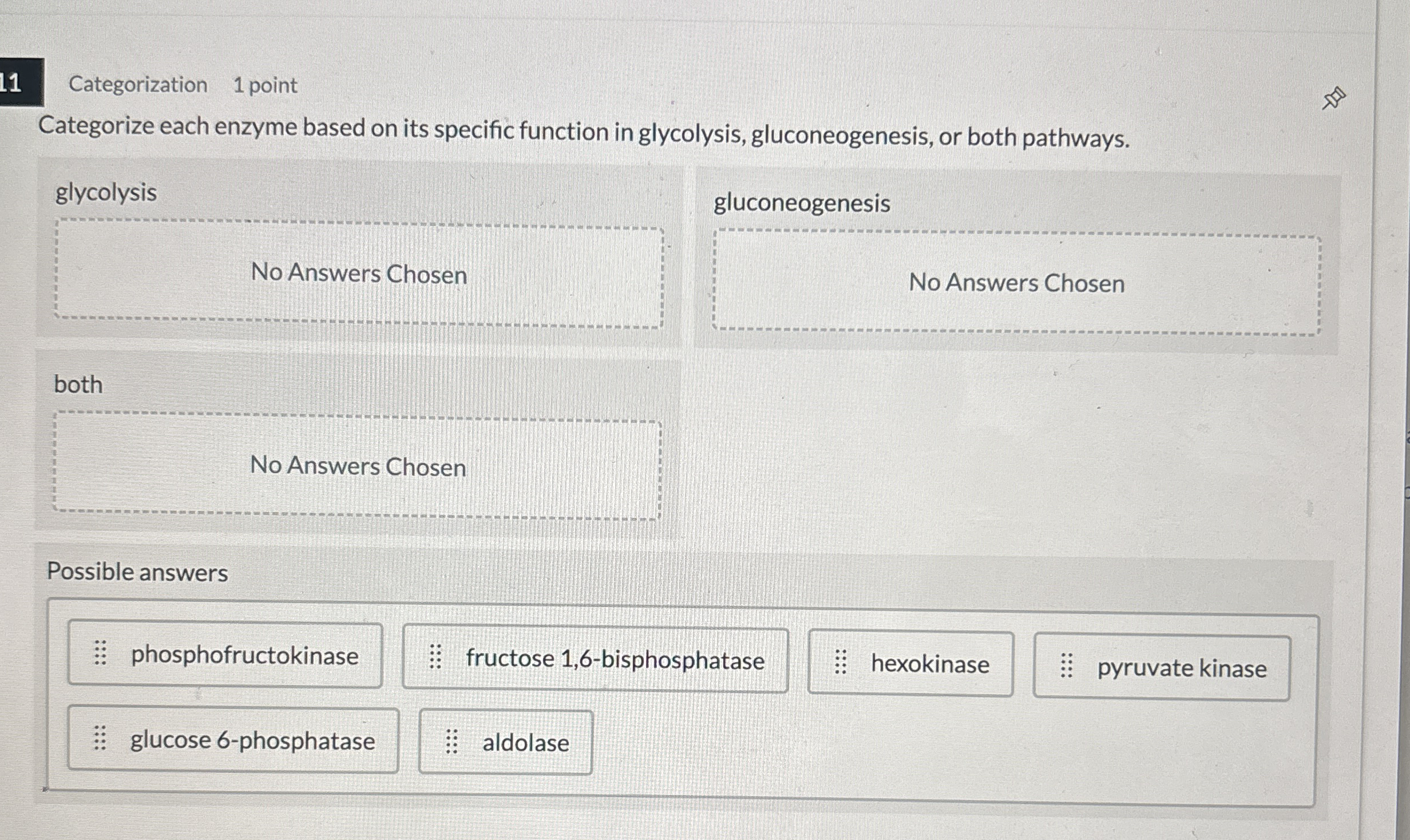 1 1 Categorization 1 point Categorize each enzyme