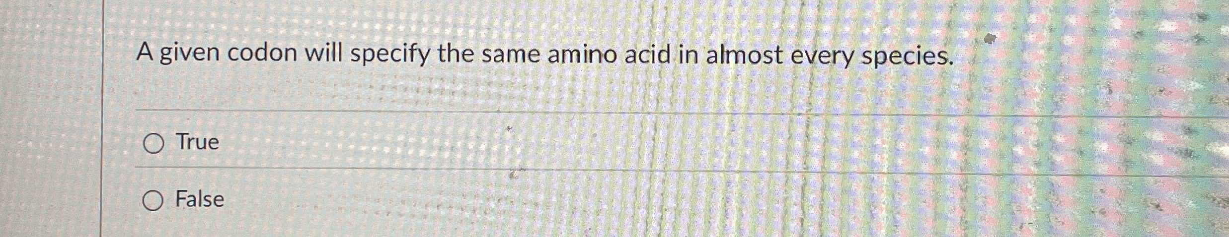 A given codon will specify the same amino acid in