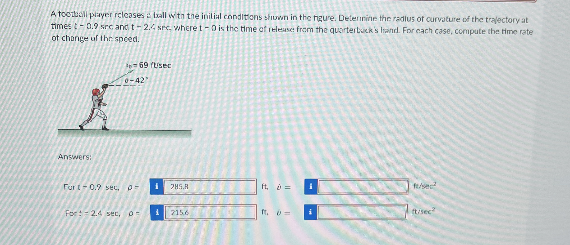 A football player releases a ball with the