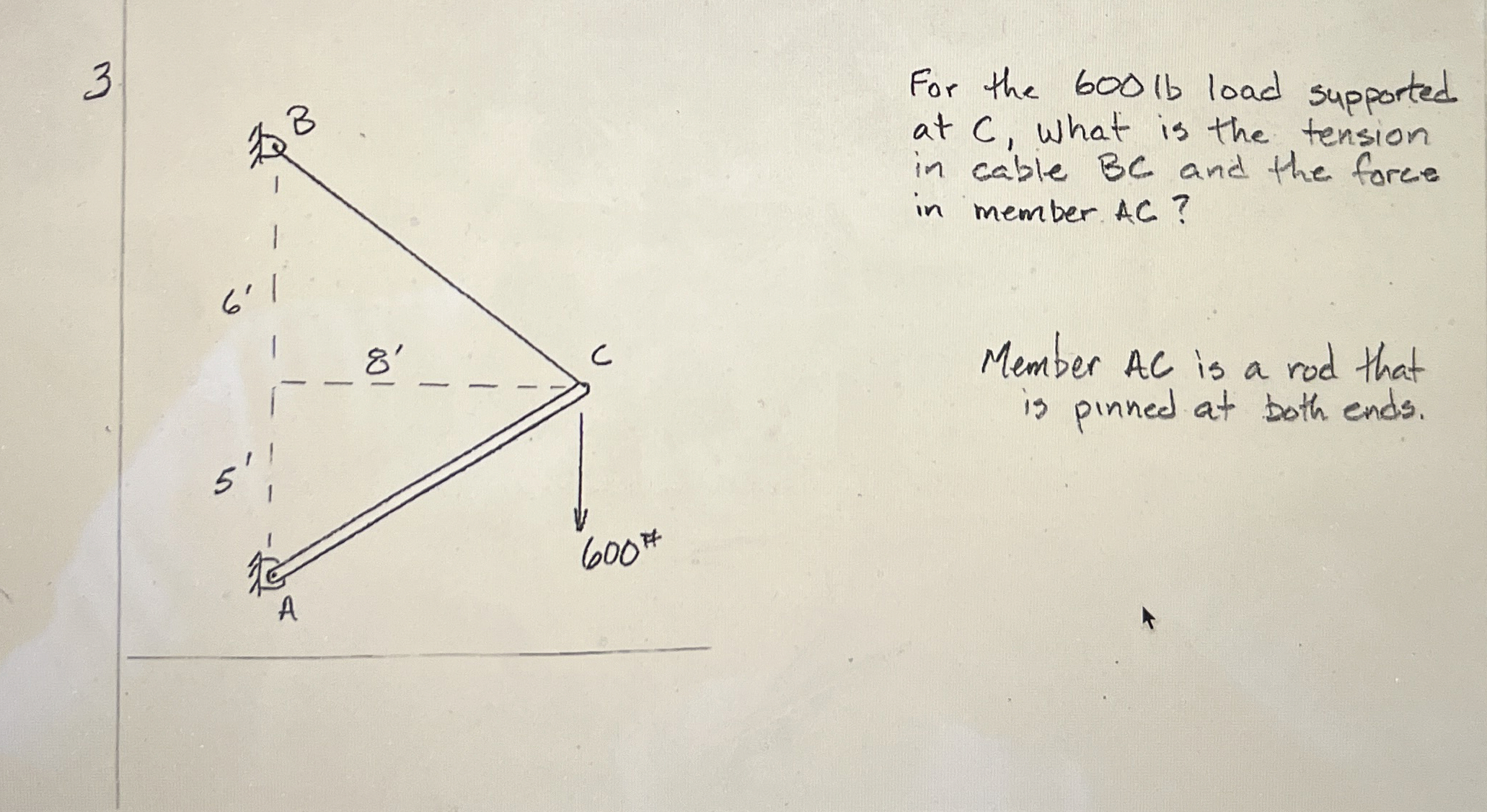 3 For the 6 0 0 1 1 load supported at C , what is