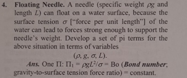 Floating Needle. A needle ( specific weight g and