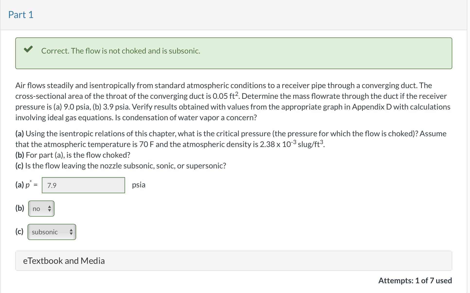 Air flows steadily and isentropically from