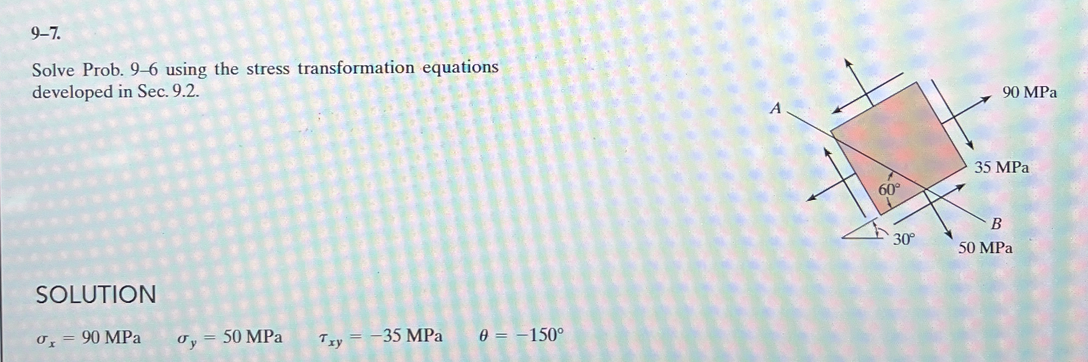 9 - 7 . Solve Prob. 9 - 6 using the stress