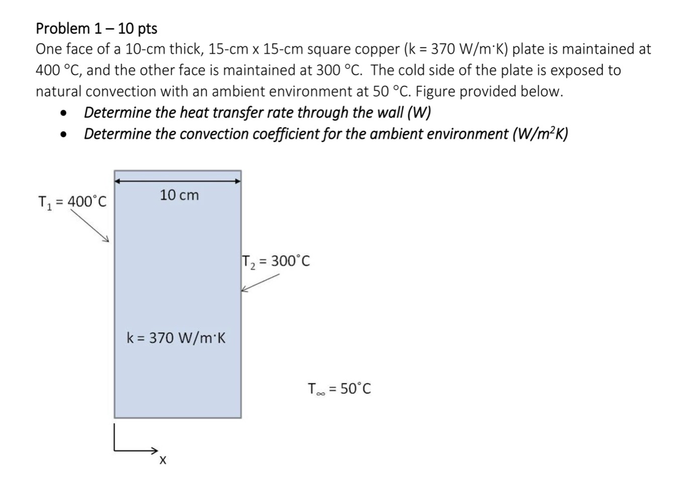 Problem 1 - 1 0 pts One face of a 1 0 - c m