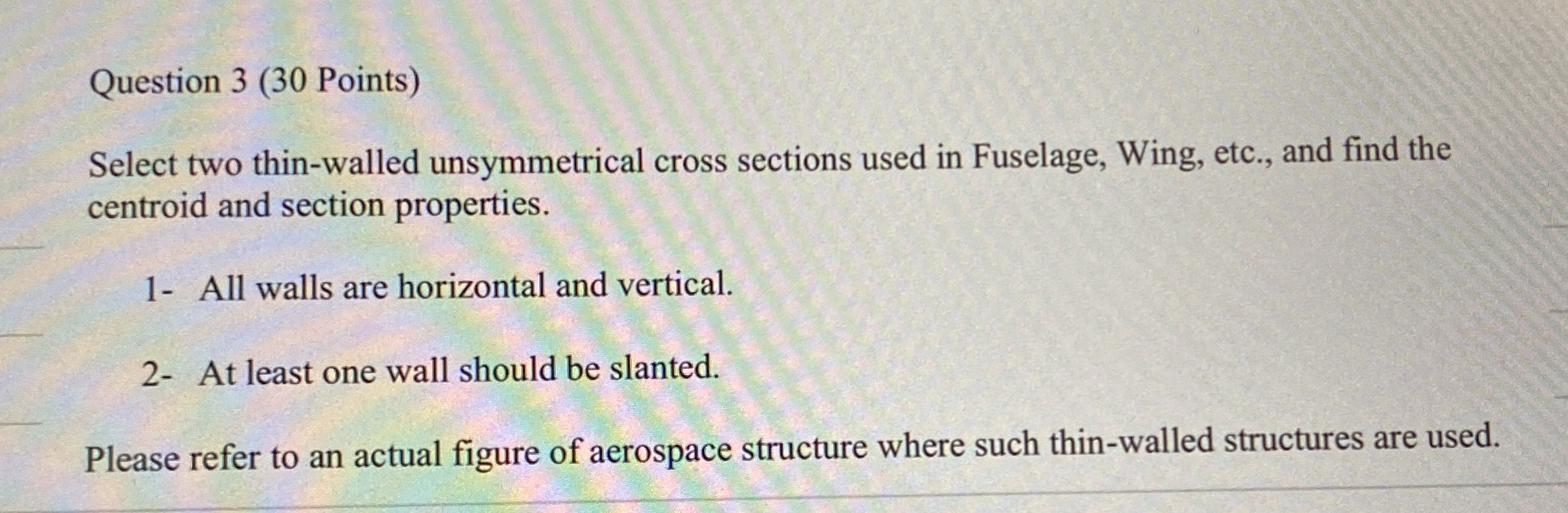 Select two thin - walled unsymmetrical cross