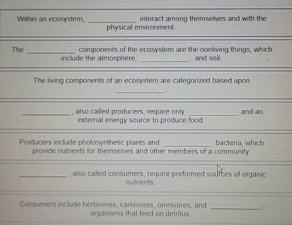 Within an ecosystem, interact among themselves