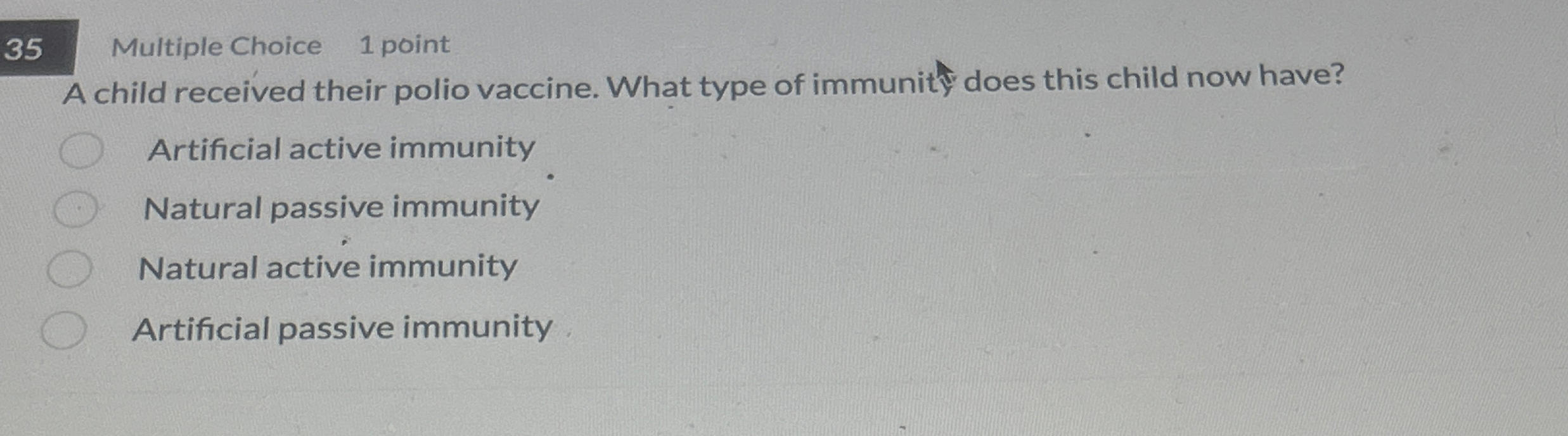 3 5 Multiple Choice 1 point A child received