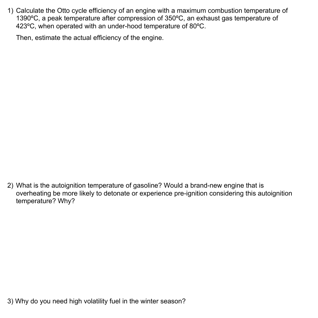 Calculate the Otto cycle efficiency of an engine