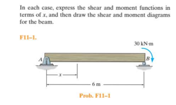 In each case, express the shear and moment