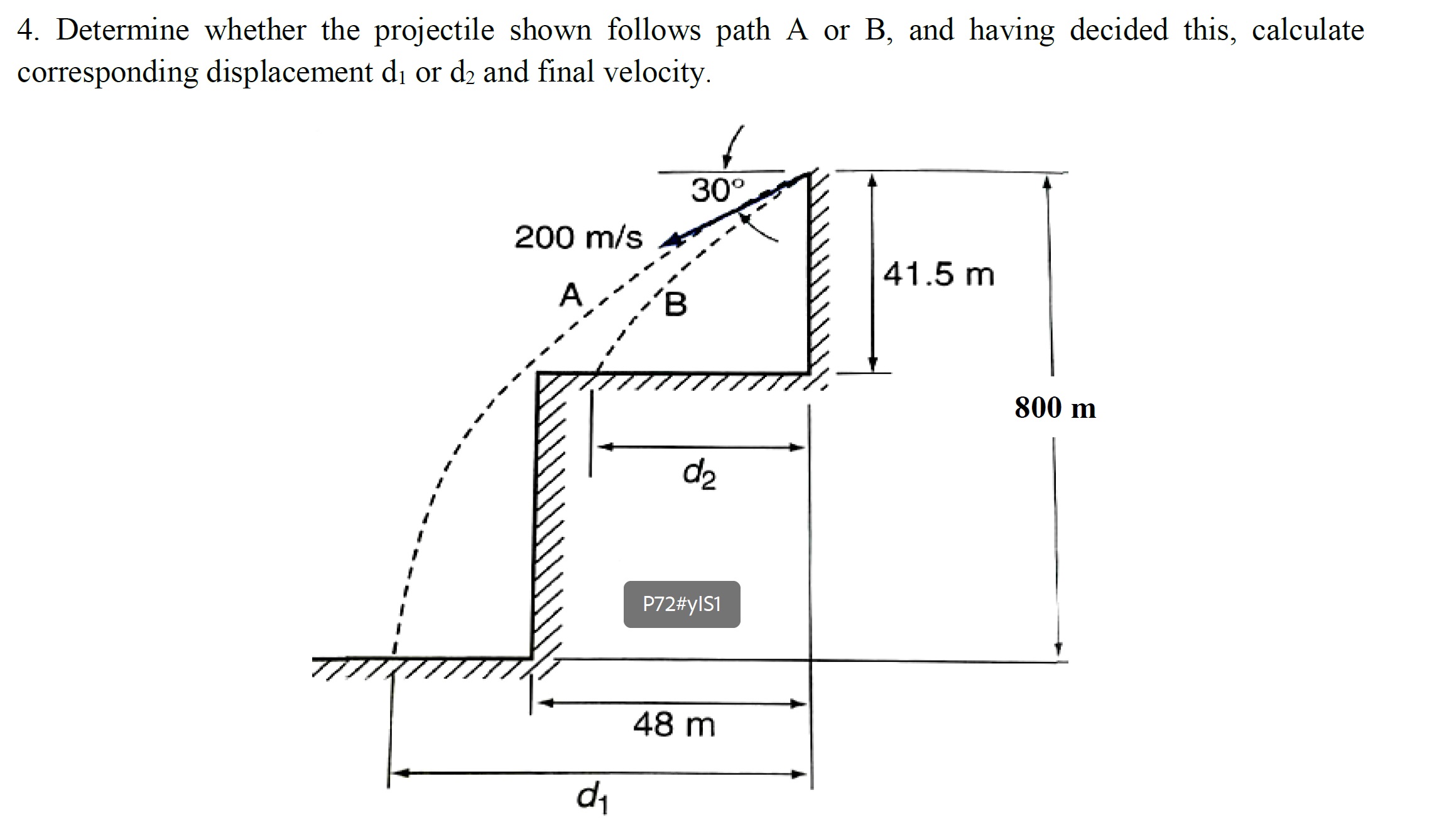 Determine whether the projectile shown follows