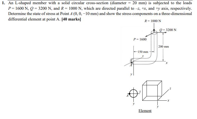 An L - shaped member with a solid circular cross