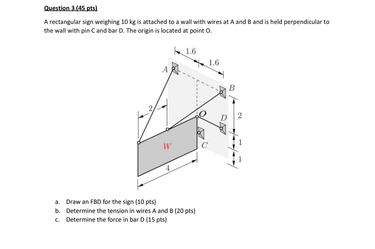Question 3 ( 4 5 pts ) A rectangular sign