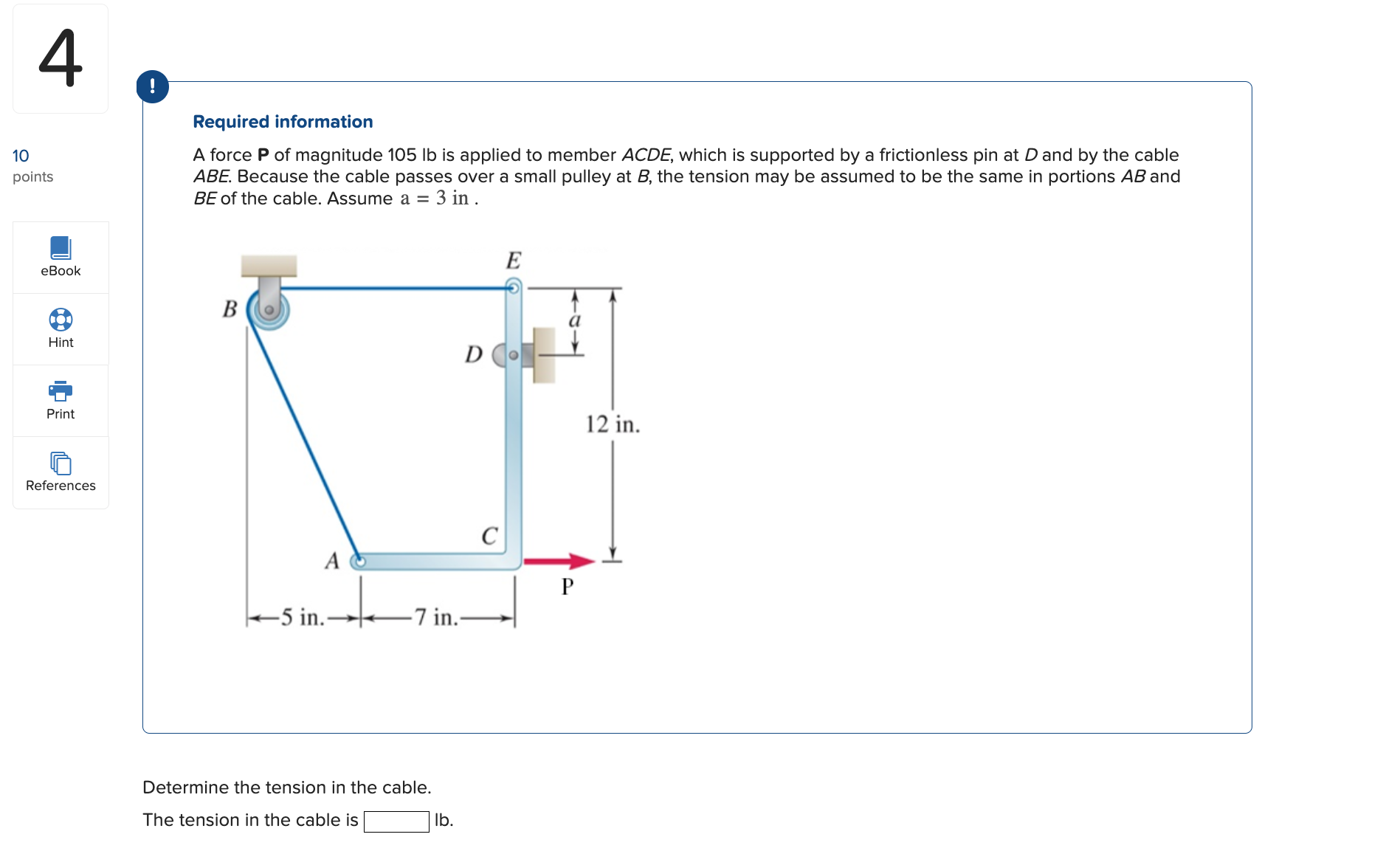 Required information A force \ ( \ mathbf { P } \