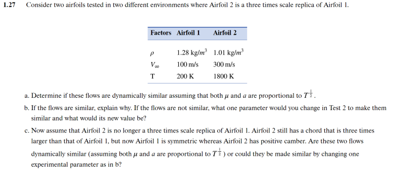 1 . 2 7 Consider two airfoils tested in two