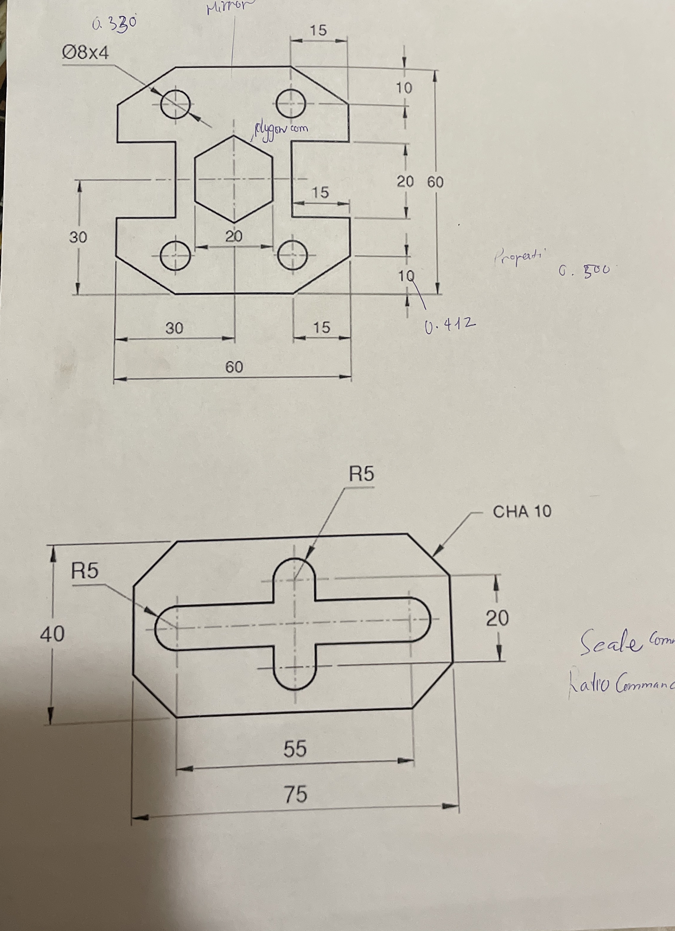 Draw this on auto cad Inch