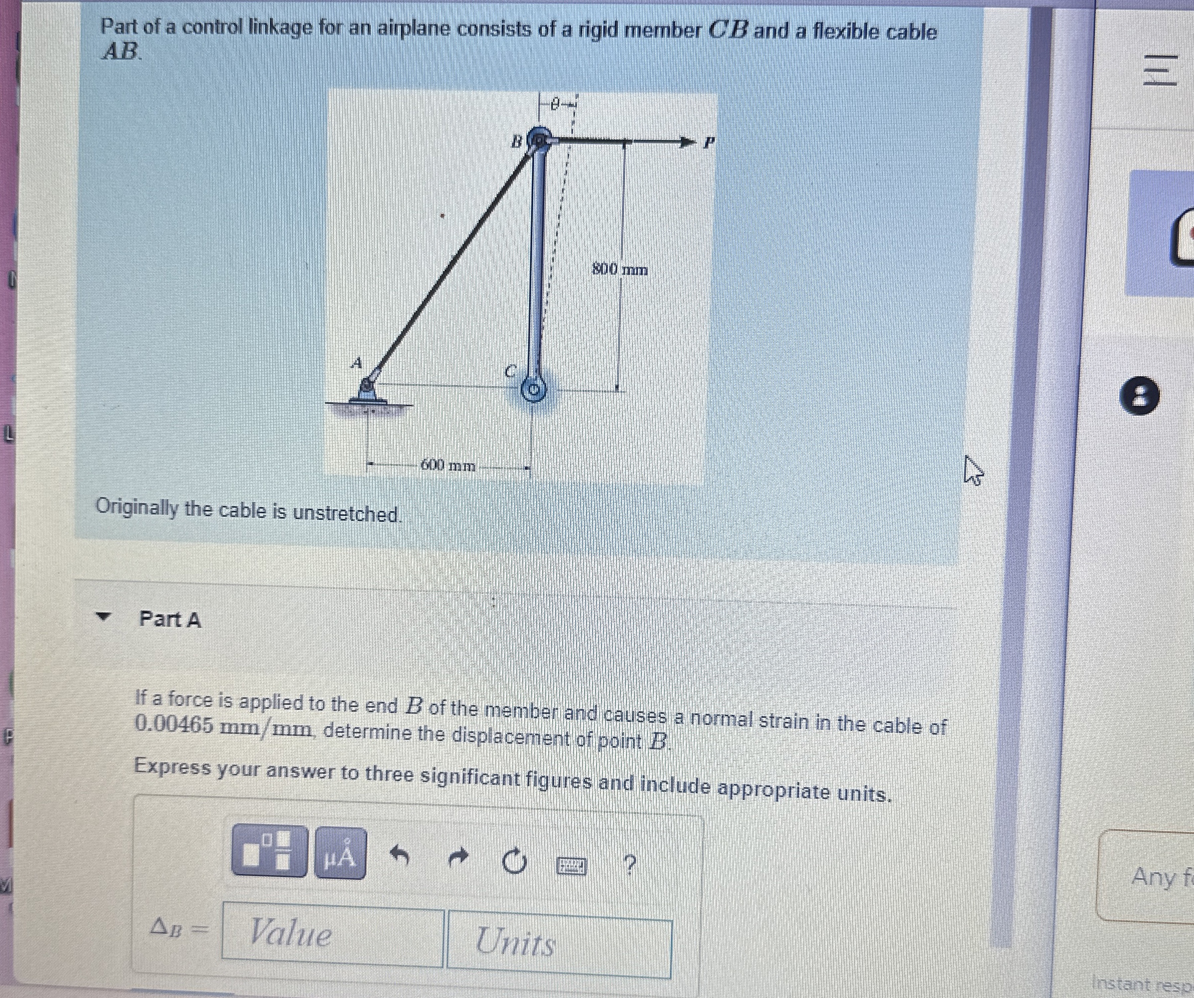 Part of a control linkage for an aiplane consists