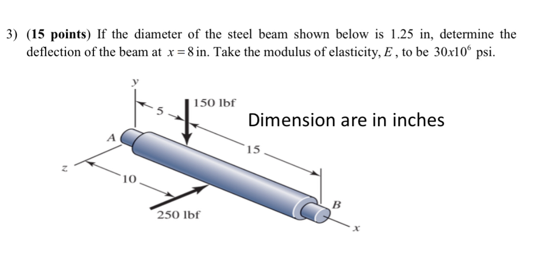 ( 1 5 points ) If the diameter of the steel beam