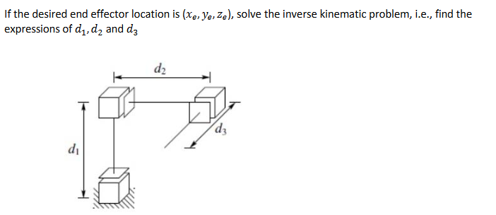 If the desired end effector location is ( x e , y