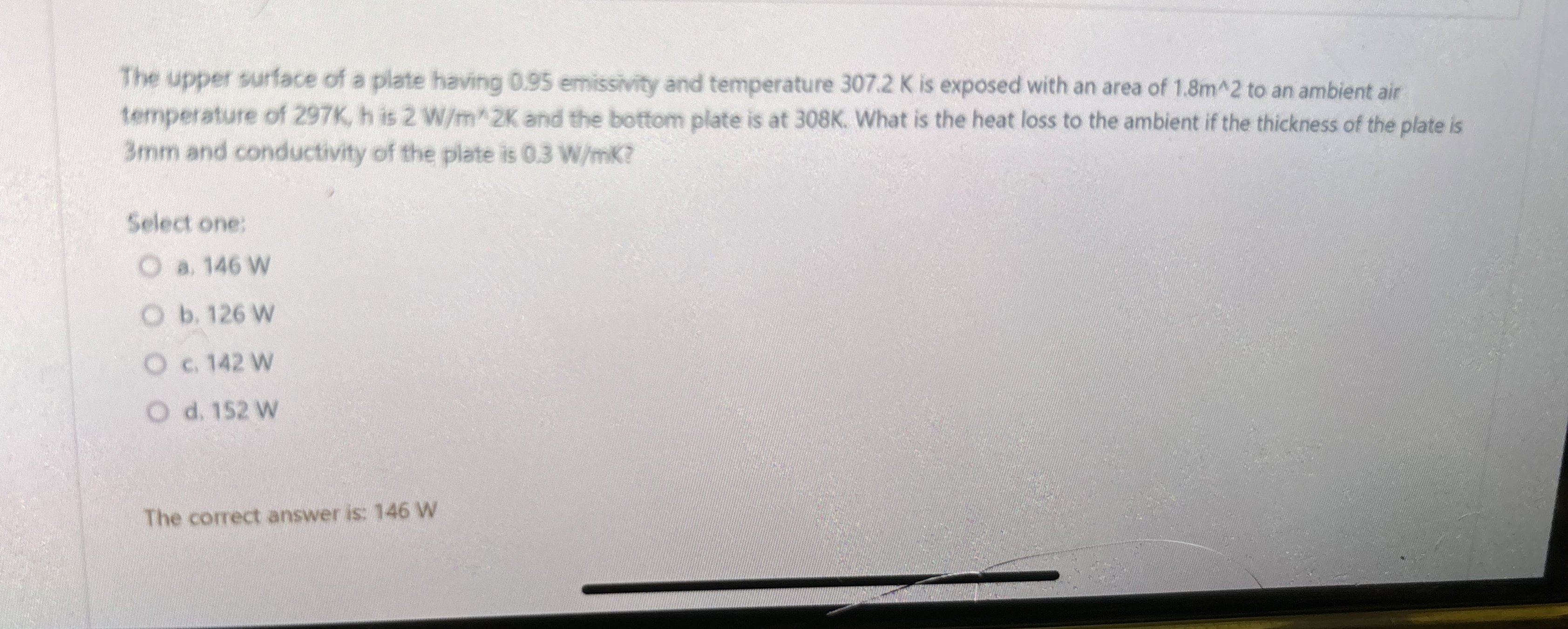 The upper surface of a plate having 0 . 9 5