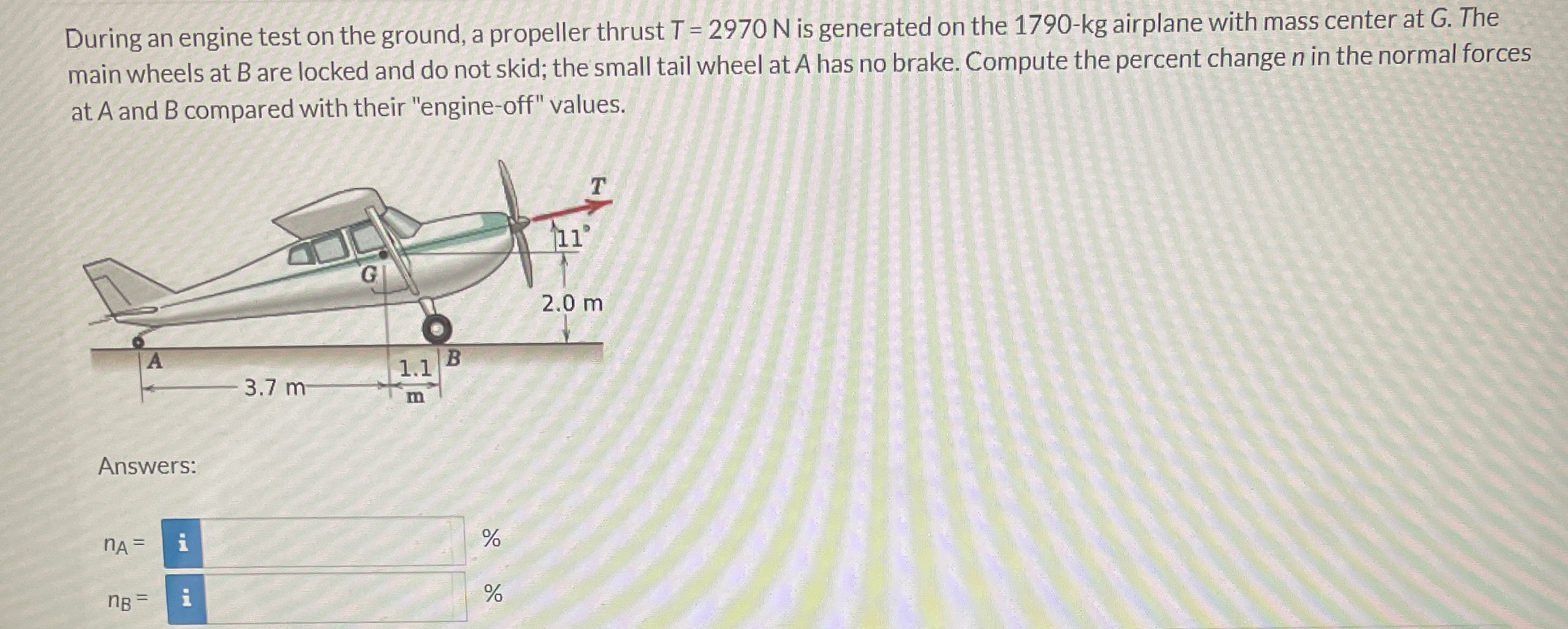 During an engine test on the ground, a propeller