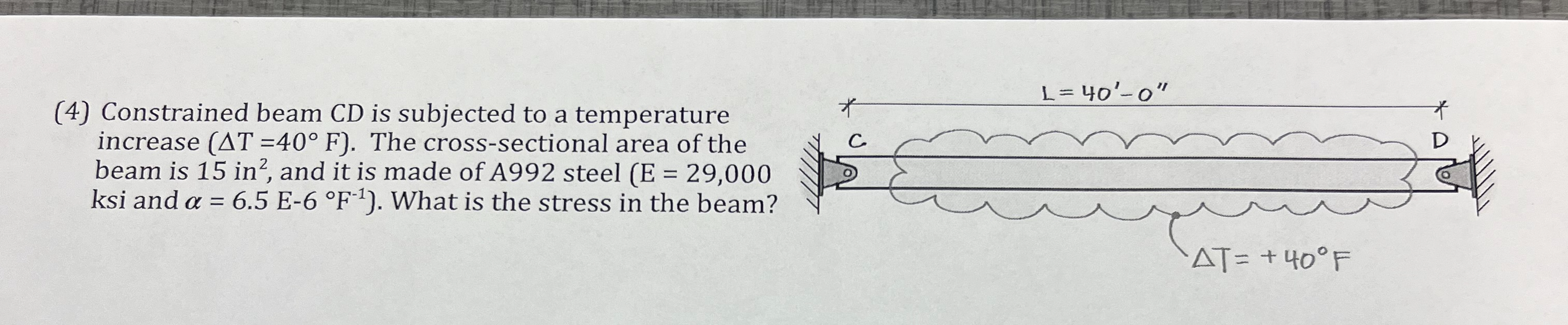 ( 4 ) Constrained beam CD is subjected to a