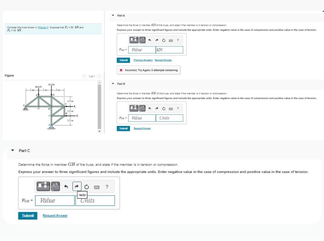 Consider the truss shown in ( Figure 1 ) .