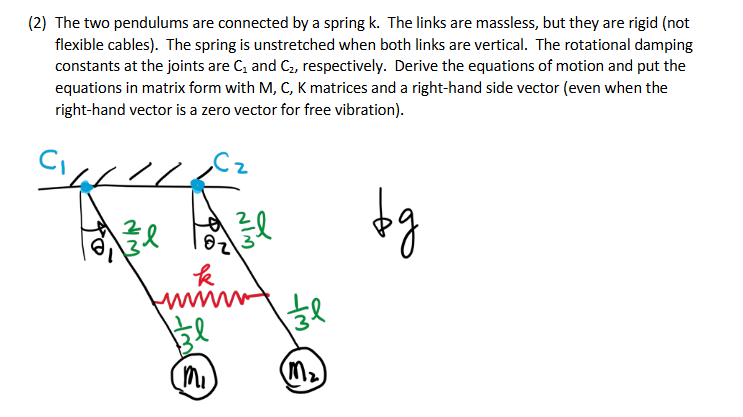 ( 2 ) The two pendulums are connected by a spring