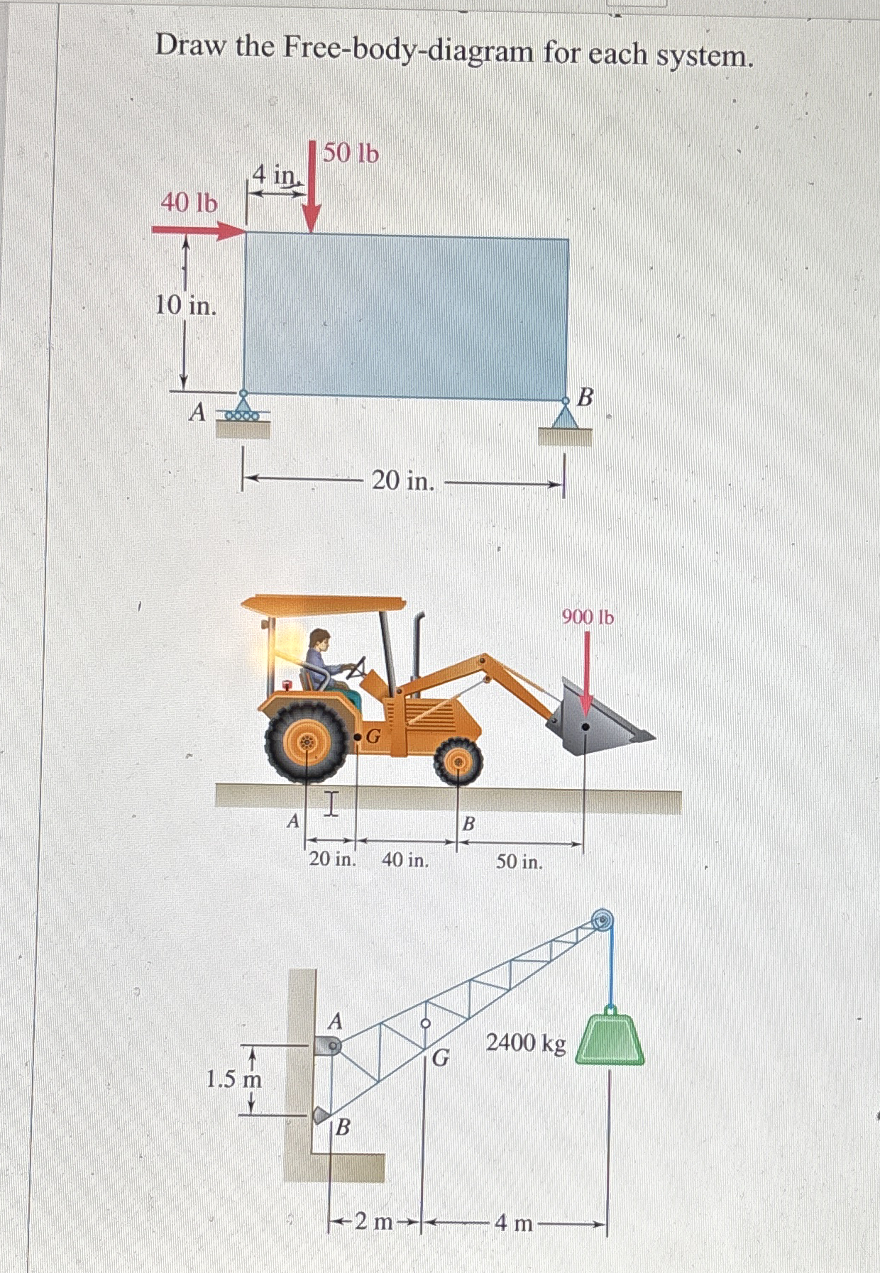 Draw the Free - body - diagram for each system.