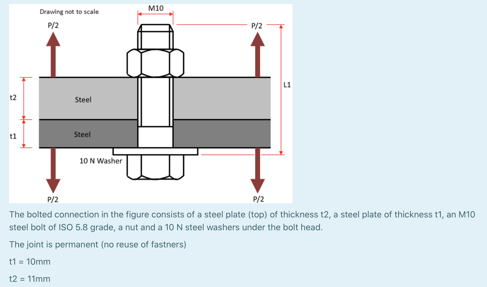 Calculate the preload force in the bolt ( kN )