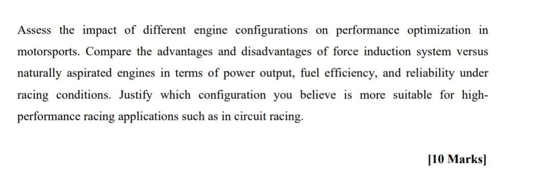 Assess the impact of different engine