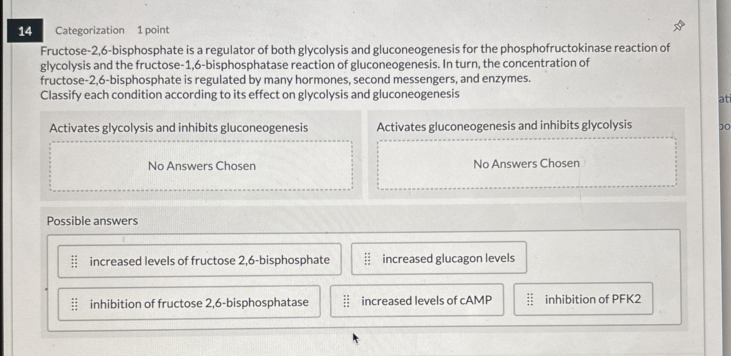 1 4 Categorization 1 point Fructose - 2 , 6 -
