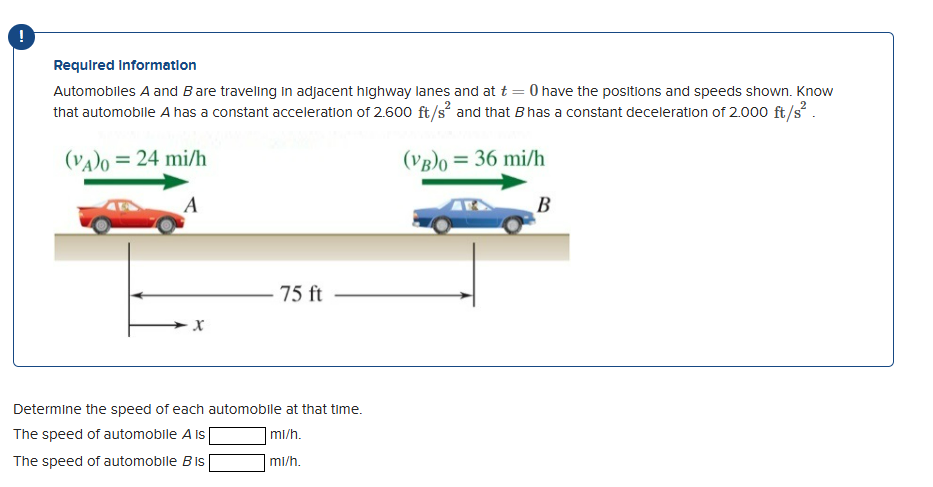 Required Information Automobiles A and B are